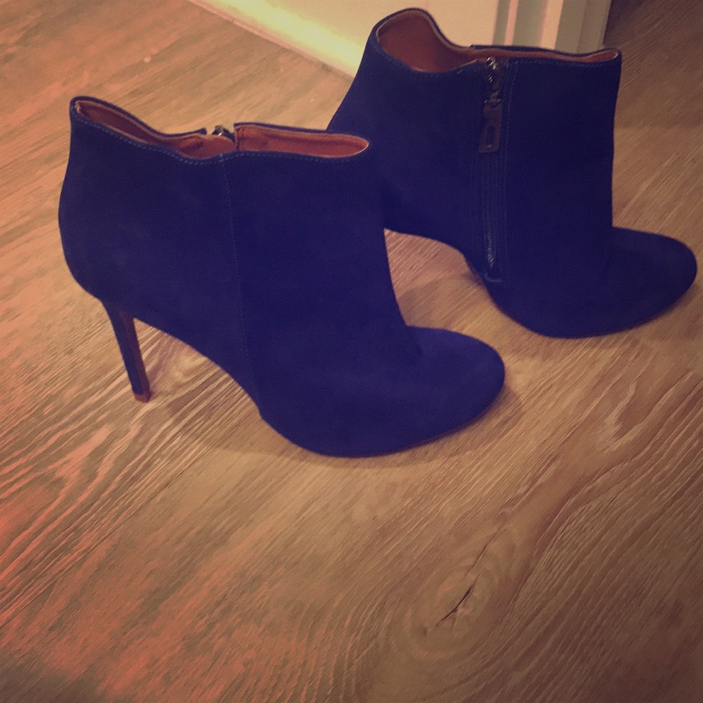 Schutz Blue Siede Booties
